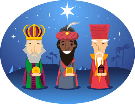 Three Wise kings looking for jesusのイラスト素材