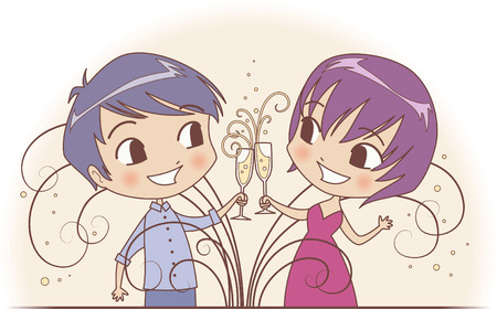 Couple toasting celebratingのイラスト素材