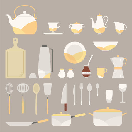 Fancy Kitchen equipment vector cartoon illustrationsのイラスト素材