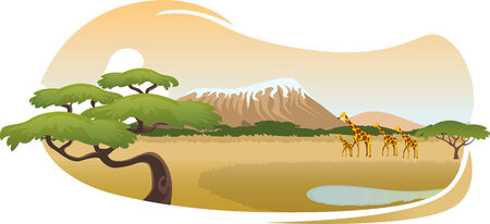African savannah landscape vector cartoonのイラスト素材