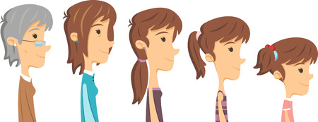 Ages of men portraying how a woman gets young or old.のイラスト素材