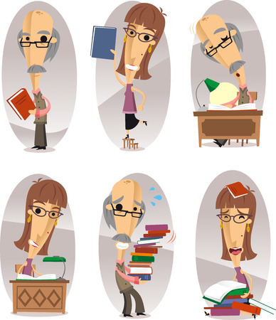 Bookman cartoon characters setのイラスト素材