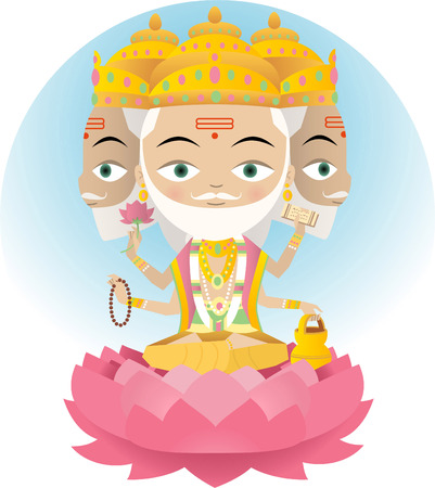 Hindu god Brahma illustrationのイラスト素材