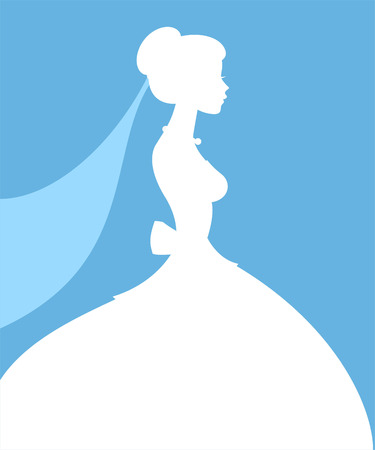 Wedding Bride Side View vector illustration.のイラスト素材