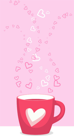 Love cup, with flying little smoke hearts. Vector illustration.のイラスト素材