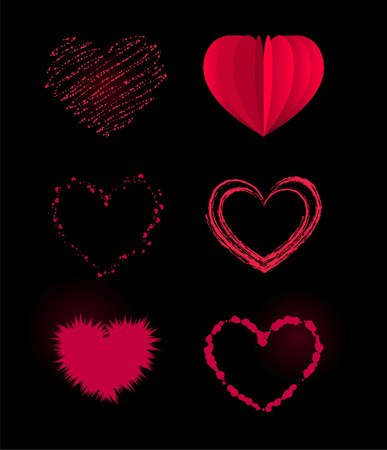 Heart icons shapes in different stylesのイラスト素材
