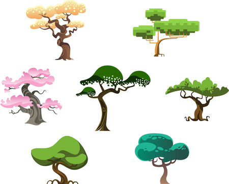 Design trees collection set, vector illustration trees.のイラスト素材