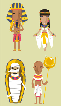 Egypt Egyptian People Pharaoh Caduceo Clothes vector illustration.のイラスト素材