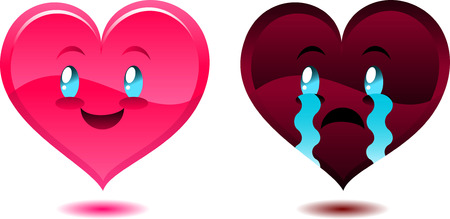 cartoon glossy heart faces vector iconsのイラスト素材