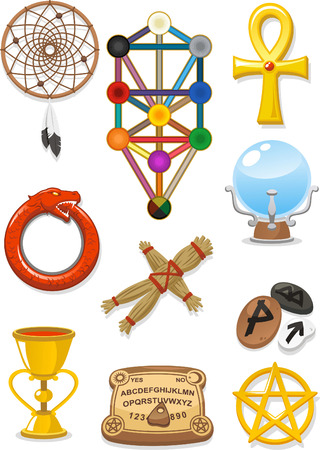 Magical elements cartoon iconsのイラスト素材