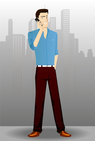 Young man talking on the phoneのイラスト素材