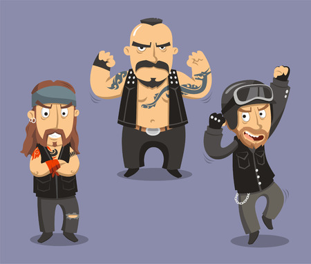 Motorcycle Bikers Club Members, vector illustration cartoon.のイラスト素材