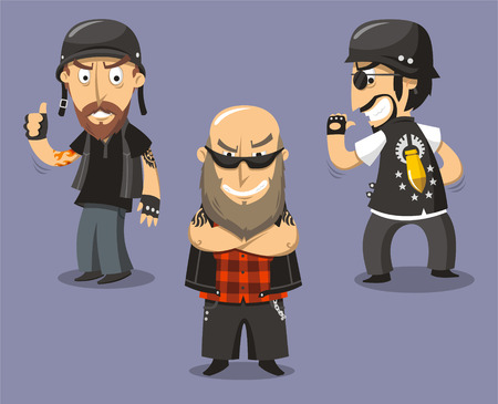 Motorcycle Bikers Club Members, vector illustration cartoon.のイラスト素材