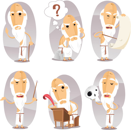 Philosophers Philosophy Philosophical Philosopher in Action Set. Vector Illustration cartoon.のイラスト素材