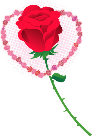 Love Red rose inside a heart frameのイラスト素材