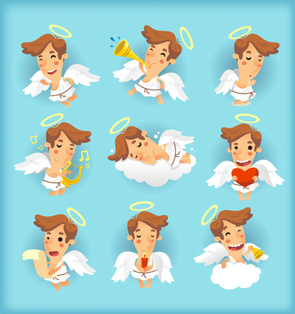 Litte angel cartoon illustrationsのイラスト素材
