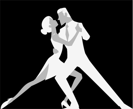 Sexy tango dancing silhouetteのイラスト素材