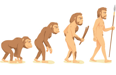 Human Evolution from Ape to Man, with ape, Aborigine and men vector illustration cartoon.のイラスト素材