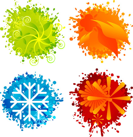 four seasons splash buttons.のイラスト素材
