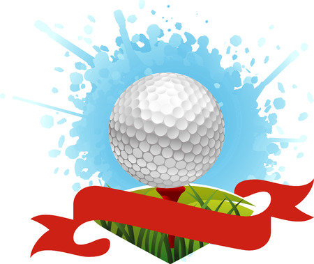 Golf splash with red bannerのイラスト素材