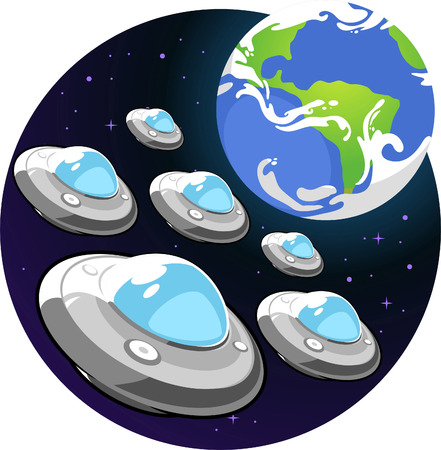 Flying saucer earth invationのイラスト素材