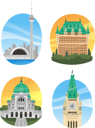 Canada landmark buildings cartoonsのイラスト素材