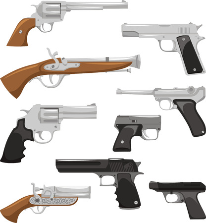 Gun Weapon War Crime Security Militar Police Equipment, vector illustration cartoon.のイラスト素材