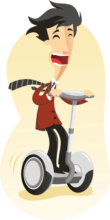 man riding Segway illustrationのイラスト素材