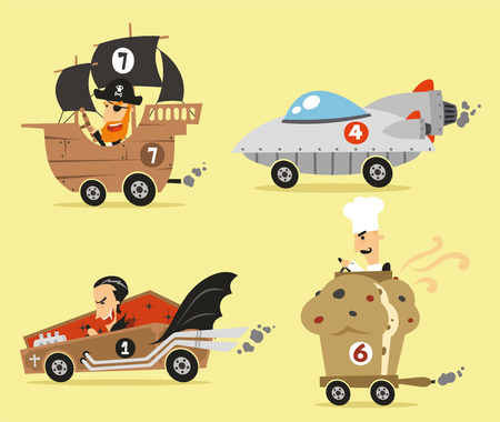 Crazy cartoon carsのイラスト素材