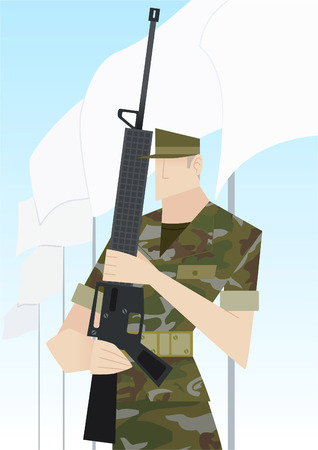 Soldier with rifle vector cartoonのイラスト素材