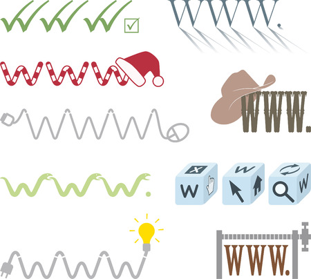 World wide web internet icons set. With computer icons related to internet access mixed with www and mouse pointer. Vector illustration cartoon.のイラスト素材