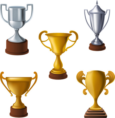 Cup throphies illustration collectionのイラスト素材