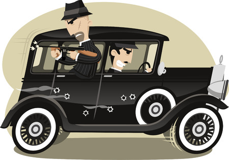 Gangsters Mob Gunman, vector illustration cartoon.のイラスト素材