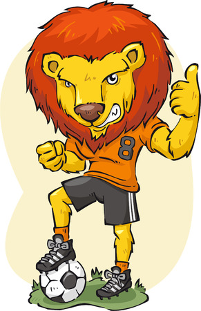 cartoon illustration of a Lion playing soccer.のイラスト素材