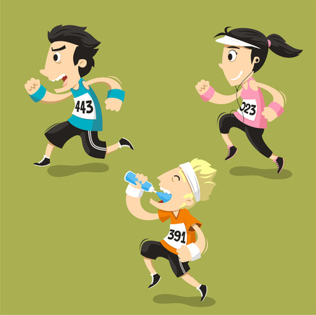 Runners Running Runner Training Jogging, vector illustration cartoon.のイラスト素材