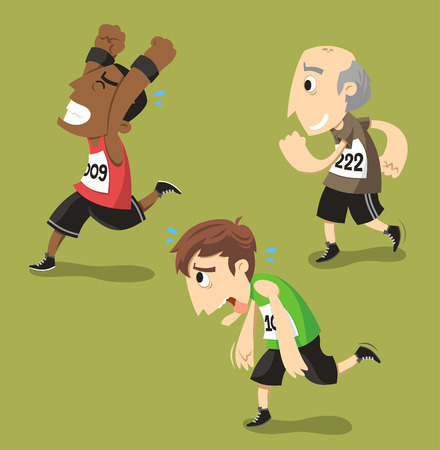 Runners Running Runner Training Jogging, vector illustration cartoon.のイラスト素材