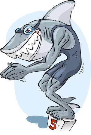 Shark swimmer illustrationのイラスト素材