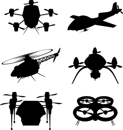 Drone Air Vehicle Drones Types Set vector illustration cartoonのイラスト素材