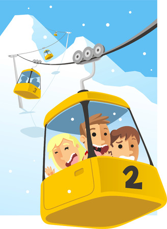 Cable car Telesferic Telecabin Gondola Cabin Ski Lift Vector Illustration.のイラスト素材