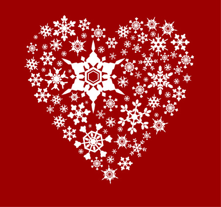 Snow flakes forming a heart iconのイラスト素材