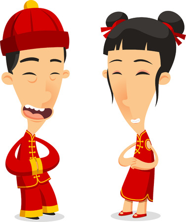 traditional chinese children cartoonのイラスト素材