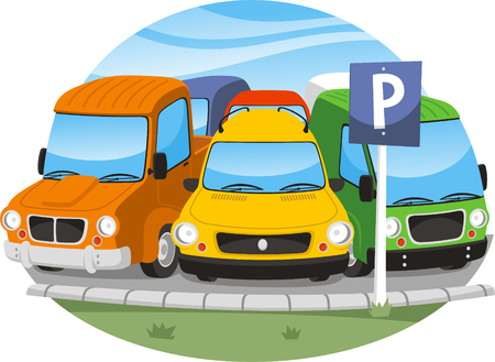 parking space full of cars  illustrationのイラスト素材