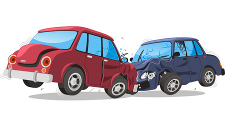 Car crash cartoon illustrationのイラスト素材