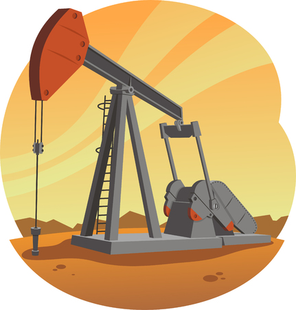 Oil Pump Jack, illustration cartoon.のイラスト素材