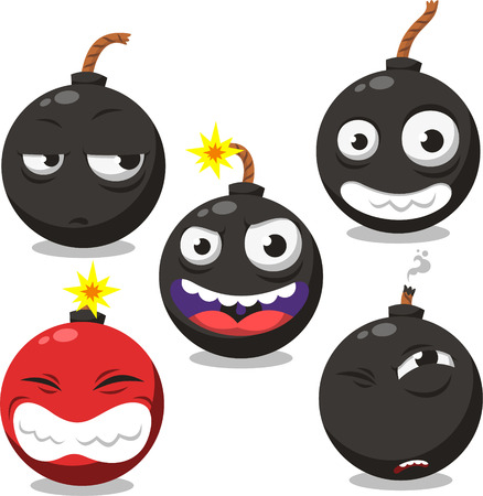 cartoon bomb setのイラスト素材