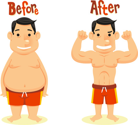 before and after diet weightlossのイラスト素材