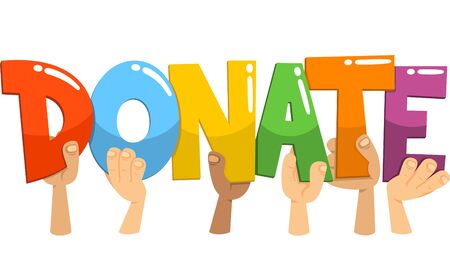 hands holding donate letter signのイラスト素材