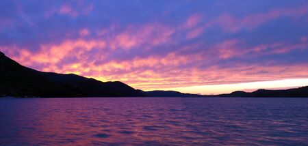 Purple sunset on Cratian island Dugi otok   の写真素材