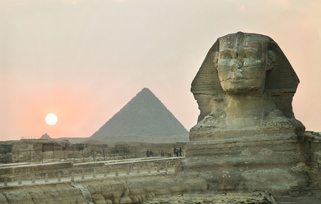 Sunset at the pyramids of Cairo, Egypt