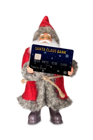 Santa Claus with his own credit card with typical illustration credit card number.の写真素材